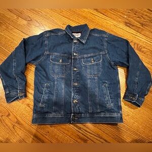 Vintage Wrangler Rugged Wear Jean Jacket Mens Blue Denim Cowboy 90s Flannel